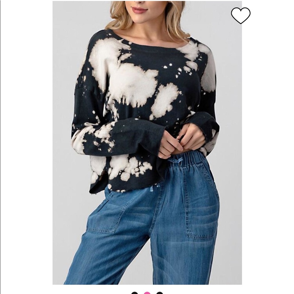 Hashttag Reverse Tie-Dye Boxy Crop Sweater NWOT